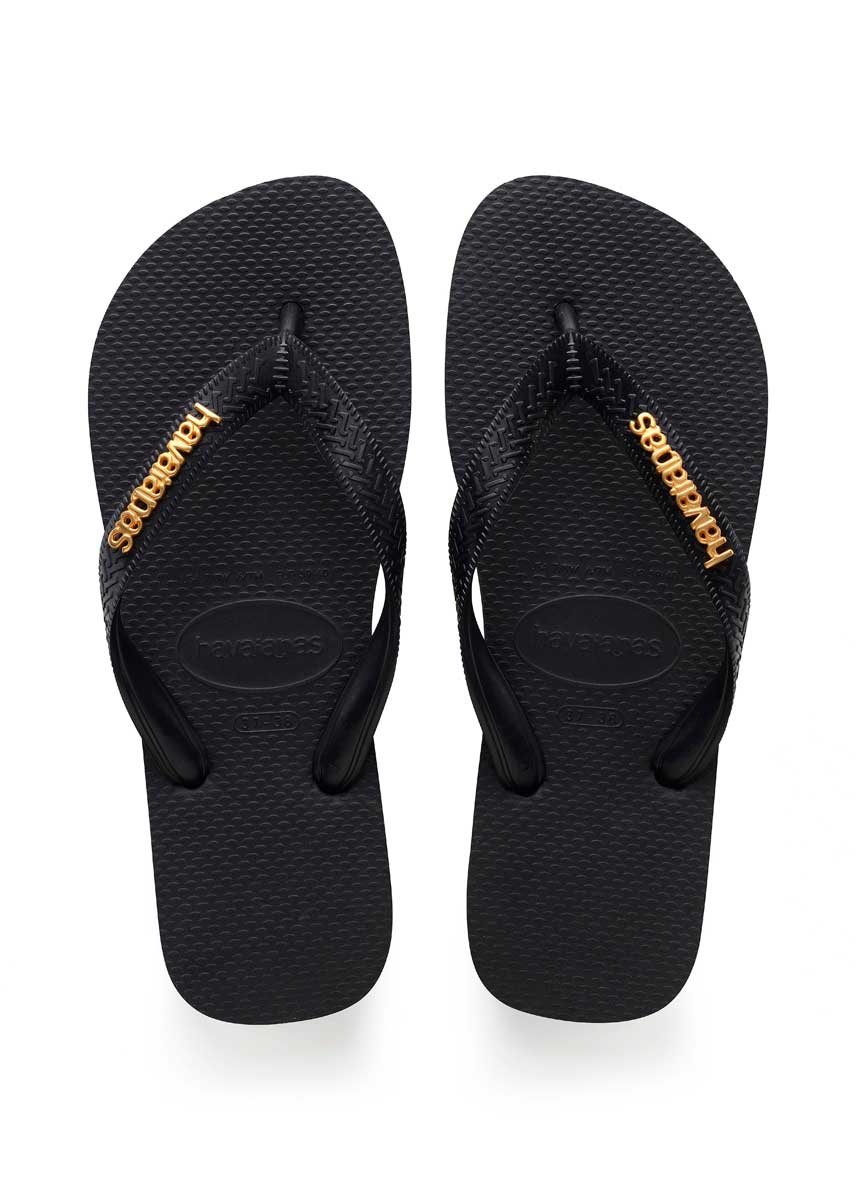 Havaianas Logo Metalic In Black Gold