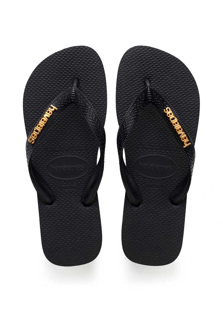 Havaianas Logo Metalic In Black Gold