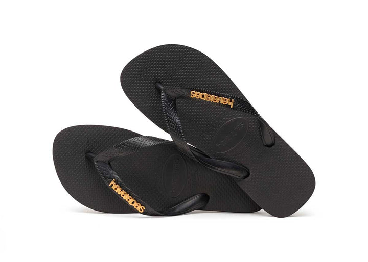 Havaianas Logo Metalic In Black Gold