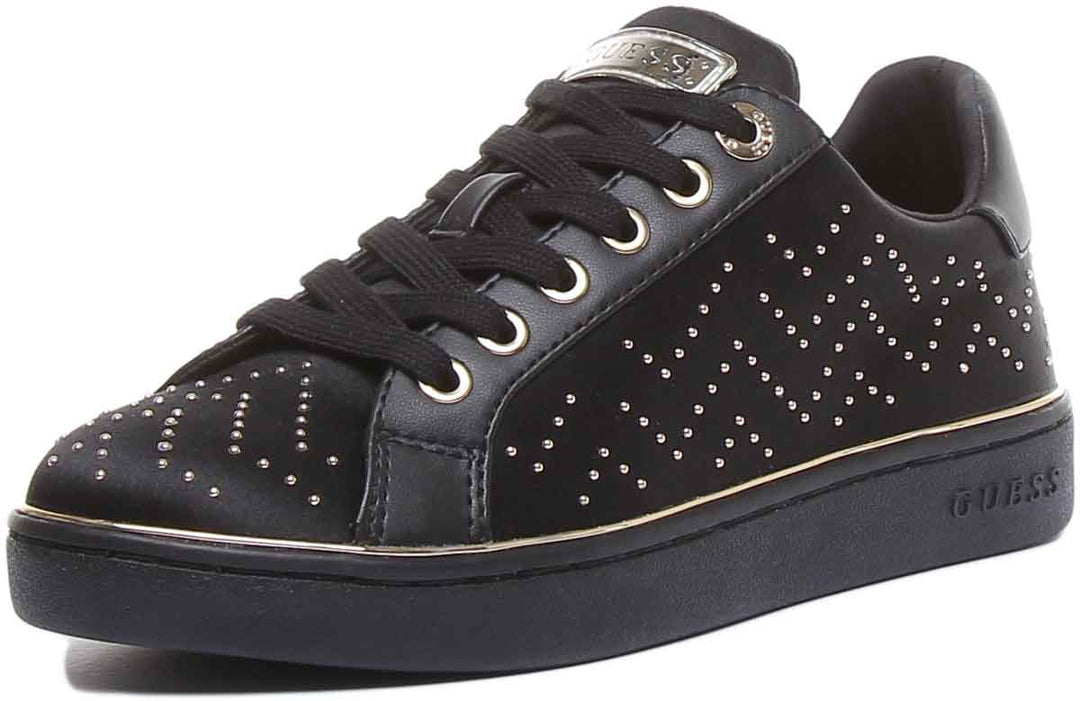 Guess Bikram 2 Active Women's Lace Up Casual Trainers In Black Gold