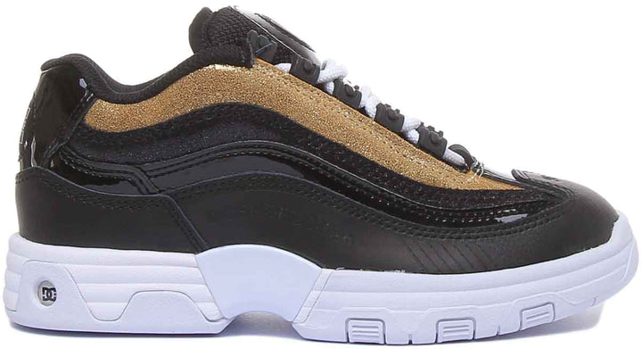 DC Shoes Legacy Lite Baskets en cuir à lacets pour femmes en or noir