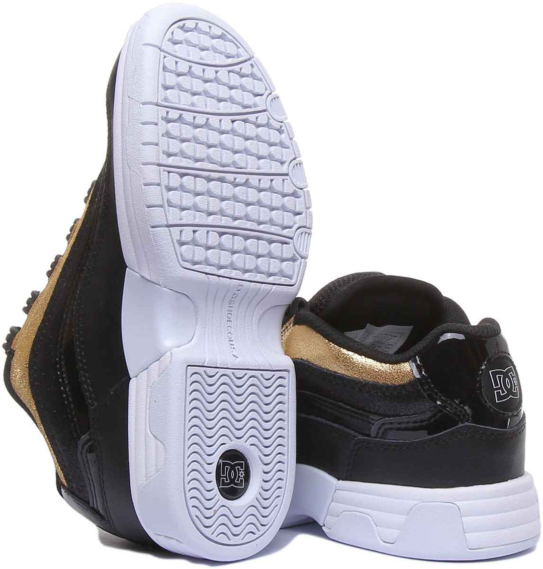 DC Shoes Legacy Lite Scarpe da ginnastica casual in pelle da donna in oro nero