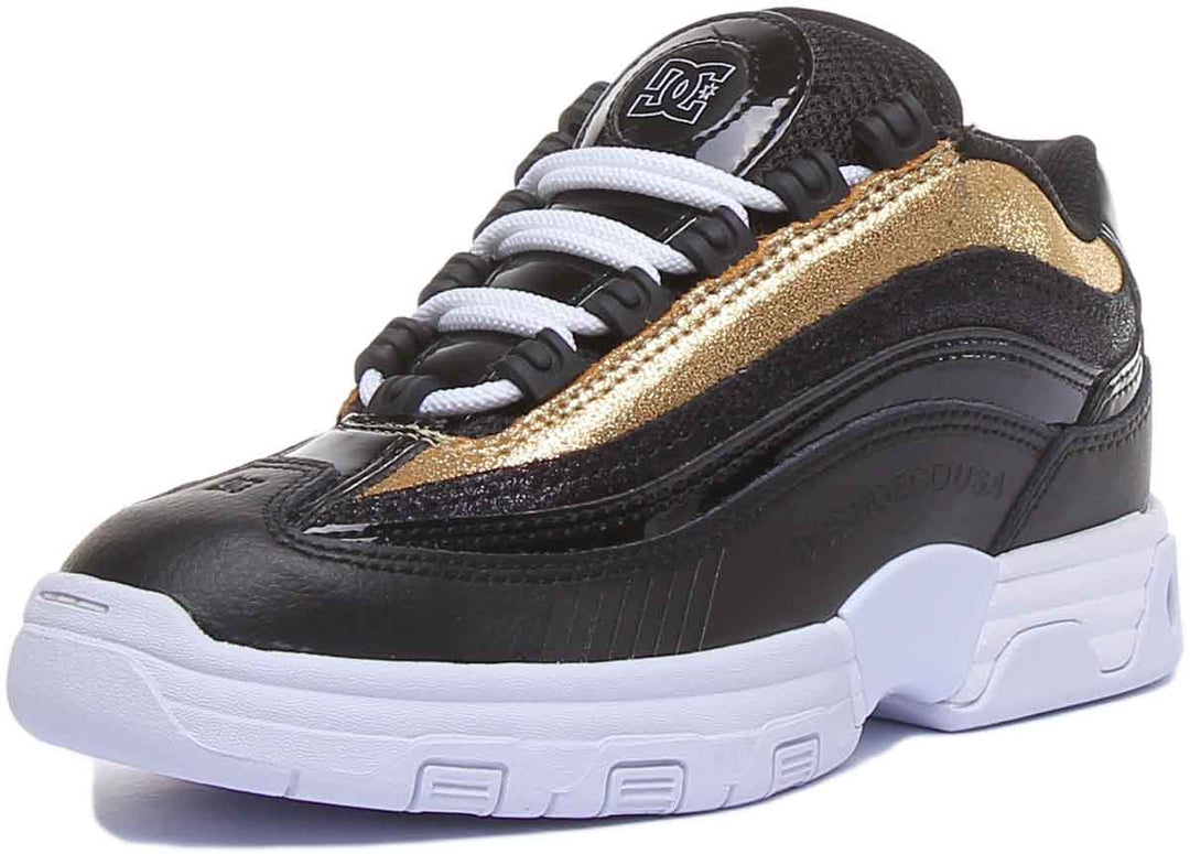 DC Shoes Legacy Lite Baskets en cuir à lacets pour femmes en or noir