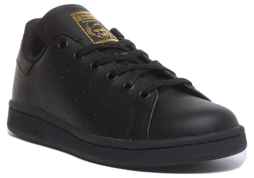 Adidas Stan Smith J Zapatillas de deporte con cordones para jóvenes en negro dorado