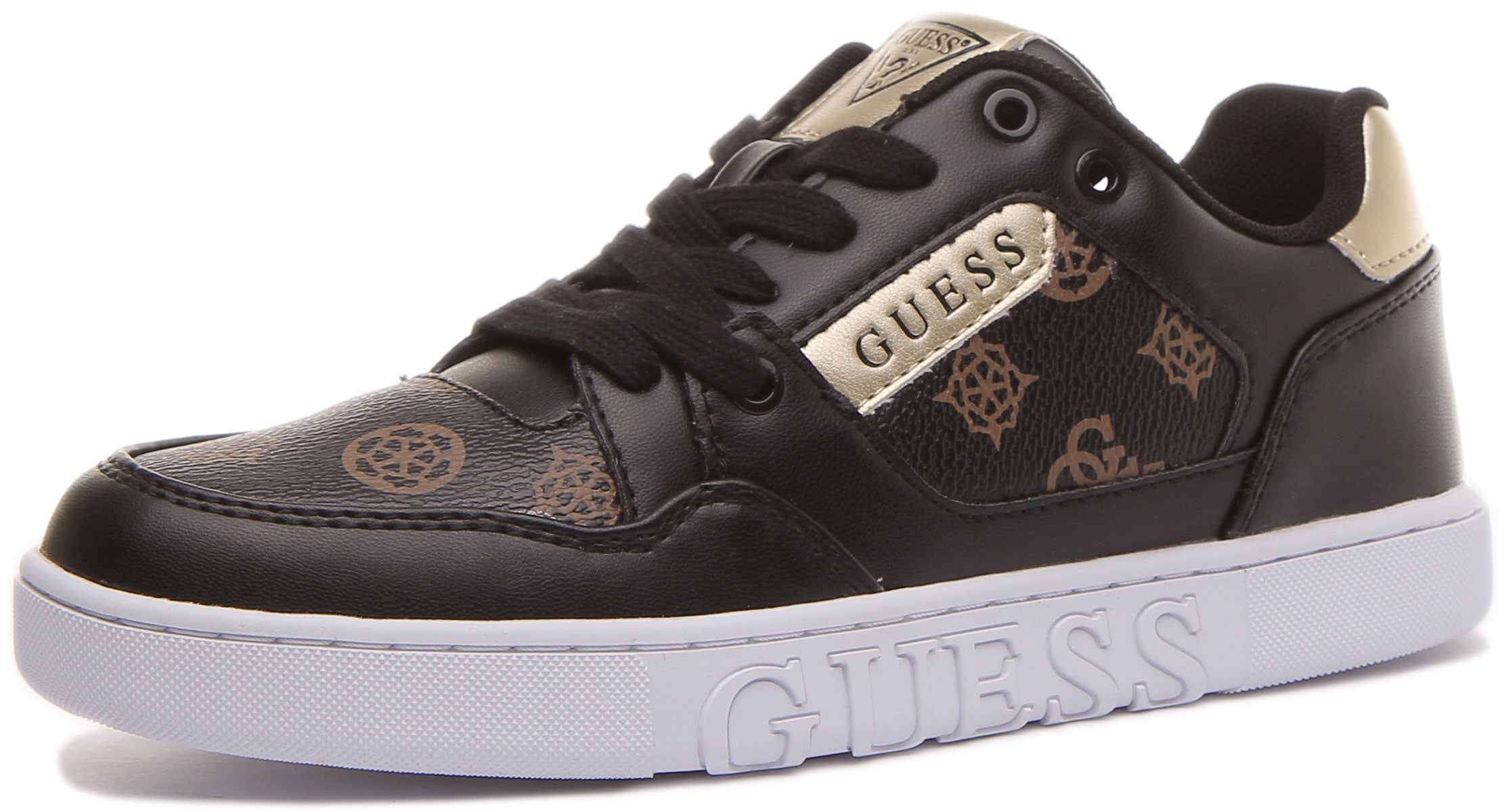 black and gold guess shoes