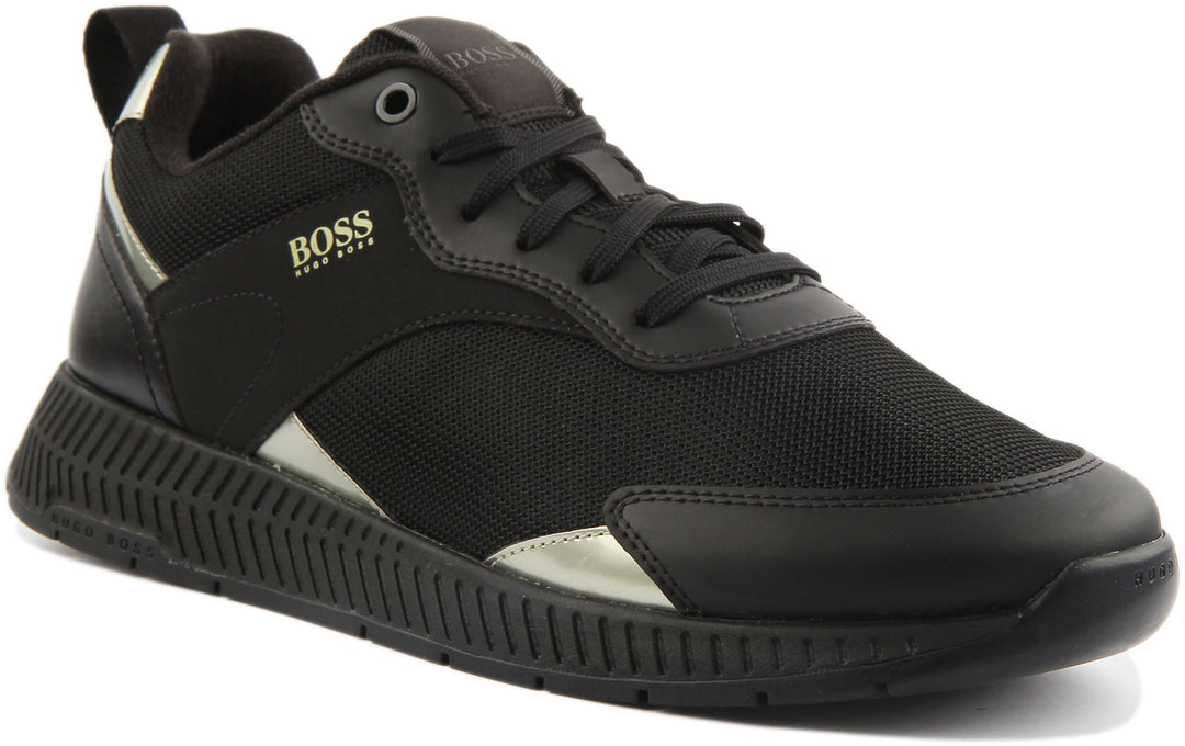Hugo Boss Titanium Baskets à lacets pour hommes inspirées de la course à pied en noir or