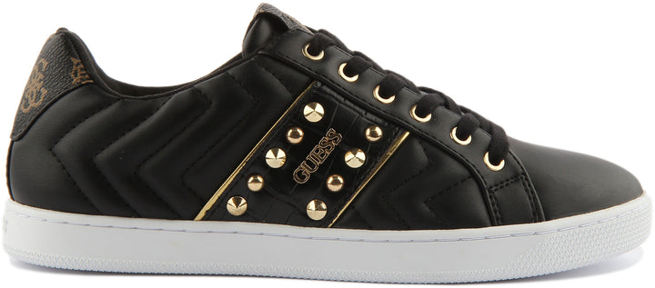 Guess Raula Stud In Black Gold For Women