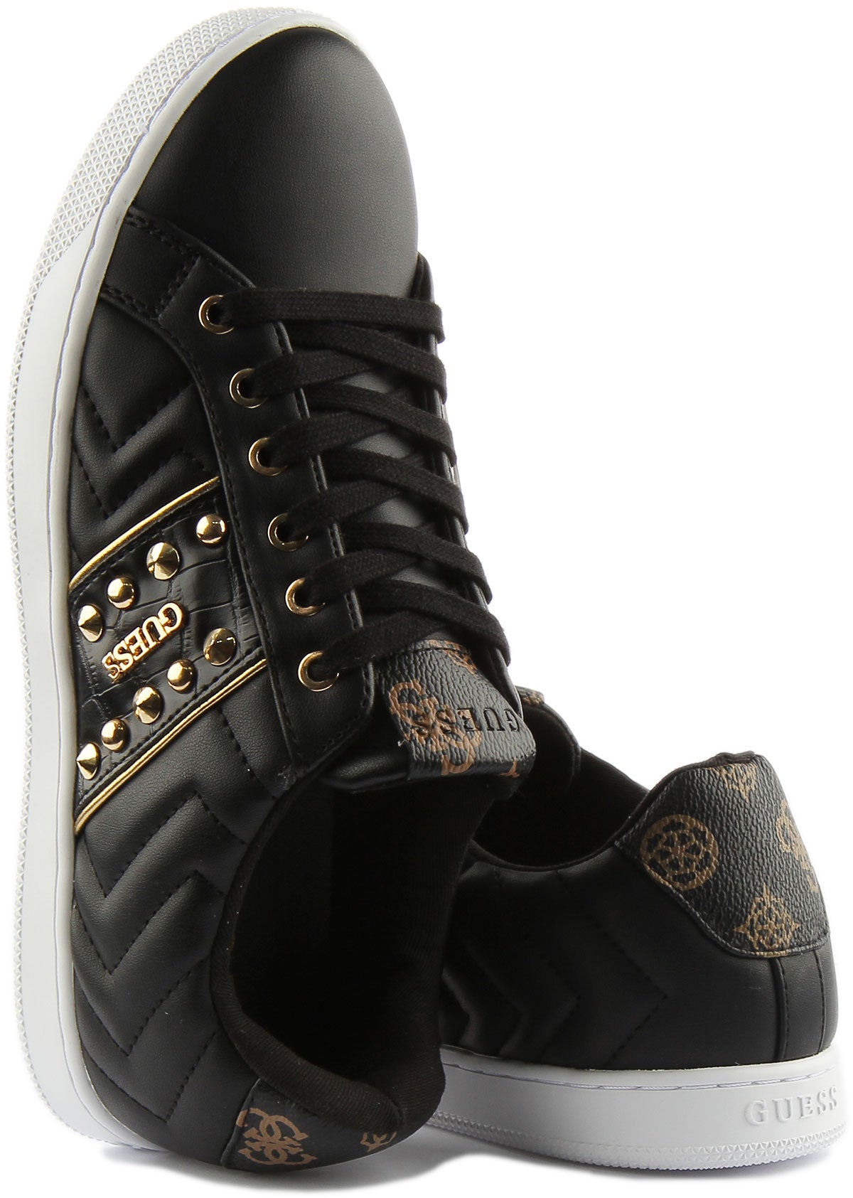 guess sneakers black and gold