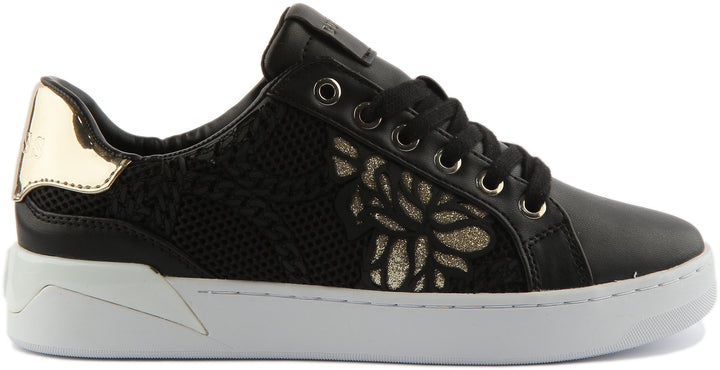 Guess Refresh Perforated Glitter In Black Gold For Women