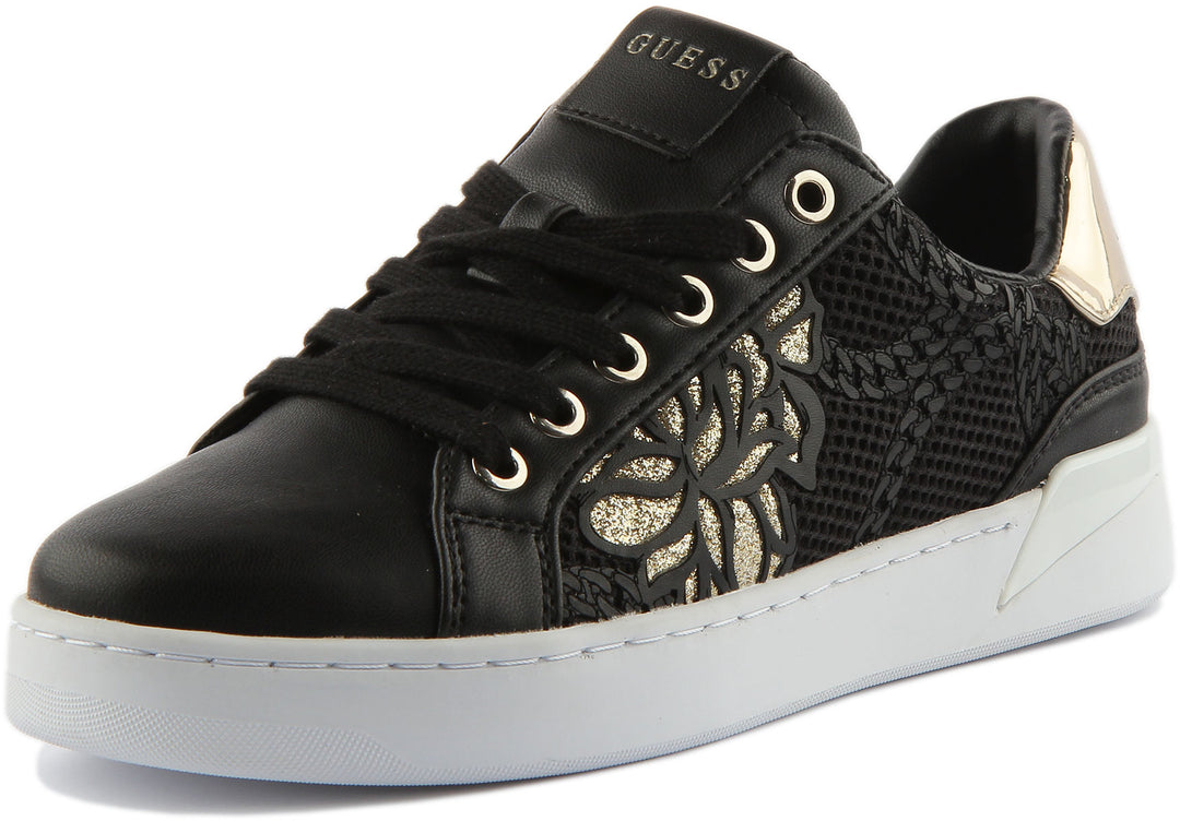 Guess Refresh Perforated Glitter In Black Gold For Women