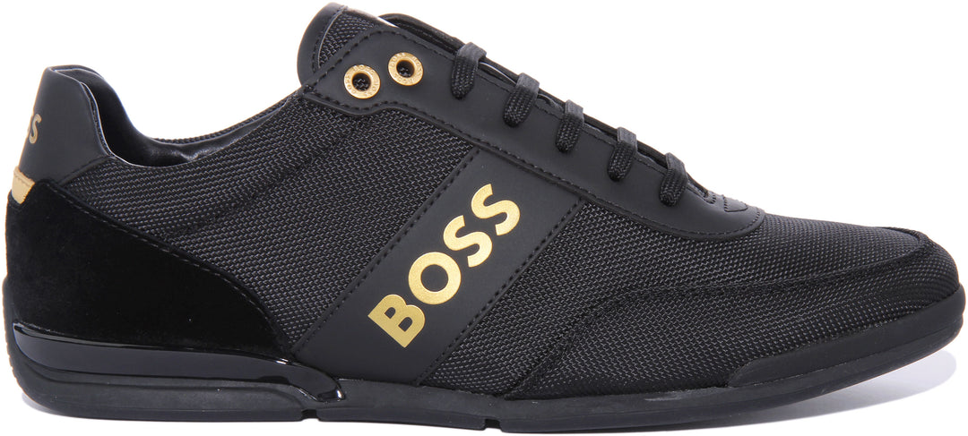 Boss Saturn Low Zapatillas de deporte sintéticas con cordones para hombre en negro dorado