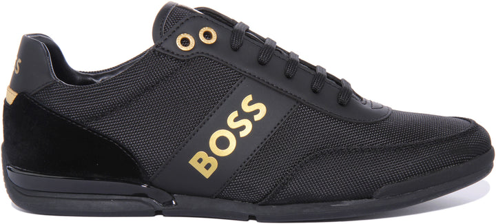Boss Saturn Low Zapatillas de deporte sintéticas con cordones para hombre en negro dorado