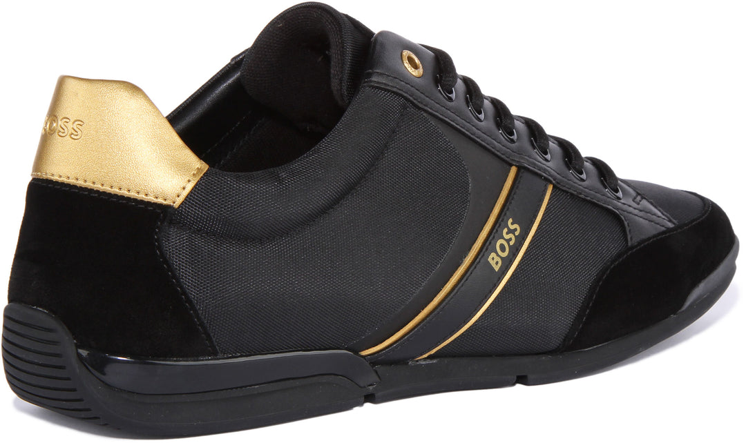 Boss Saturn Lowp MX A Zapatillas casual con cordones para hombre en negro  dorado