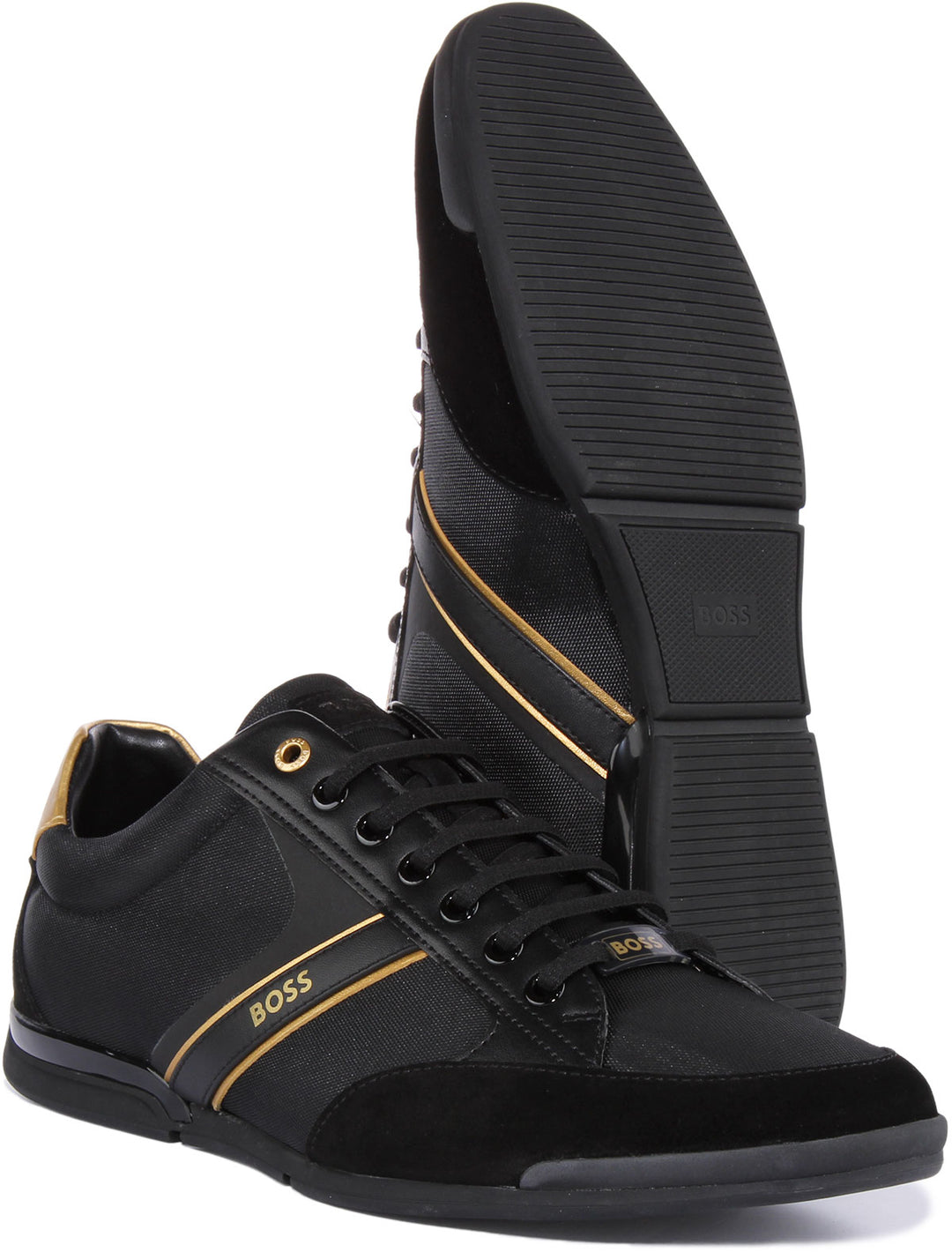 Boss Saturn Lowp MX A Zapatillas casual con cordones para hombre en negro dorado