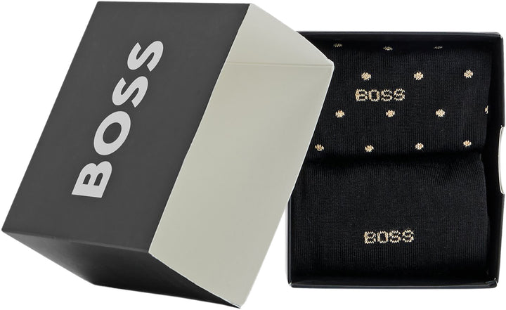 Boss 2 Pair Sock Gift Set In Black Gold For Men