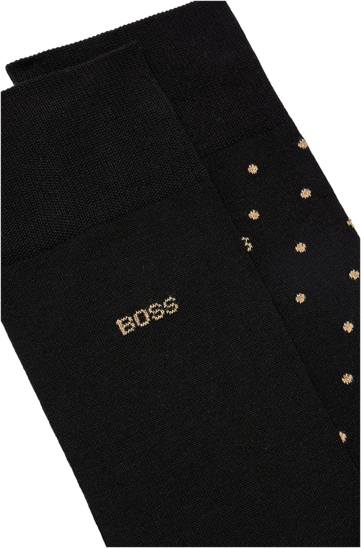 Boss 2 Pair Sock Gift Set In Black Gold For Men