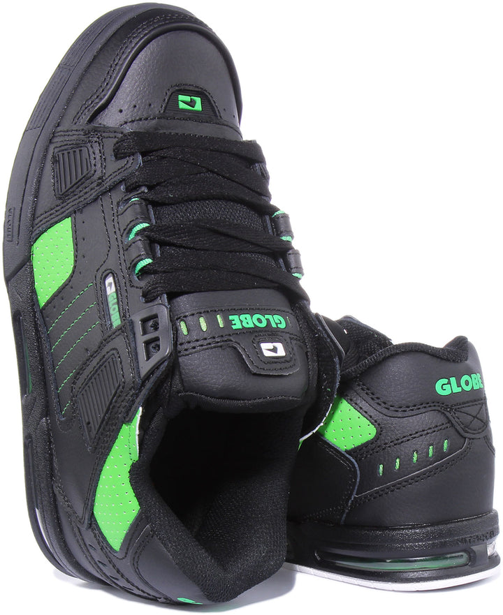 Globe Sabre Zapatillas de deporte con cordones de cuero sintético para hombre en negro verde