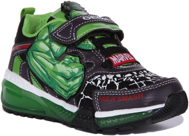 Geox J Bayonyc B.B Zapatillas Hulk estampadas de un solo tirante para bebé en negro verde