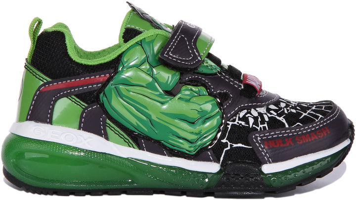 Geox J Bayonyc B.B Zapatillas Hulk estampadas de un solo tirante para bebé en negro verde