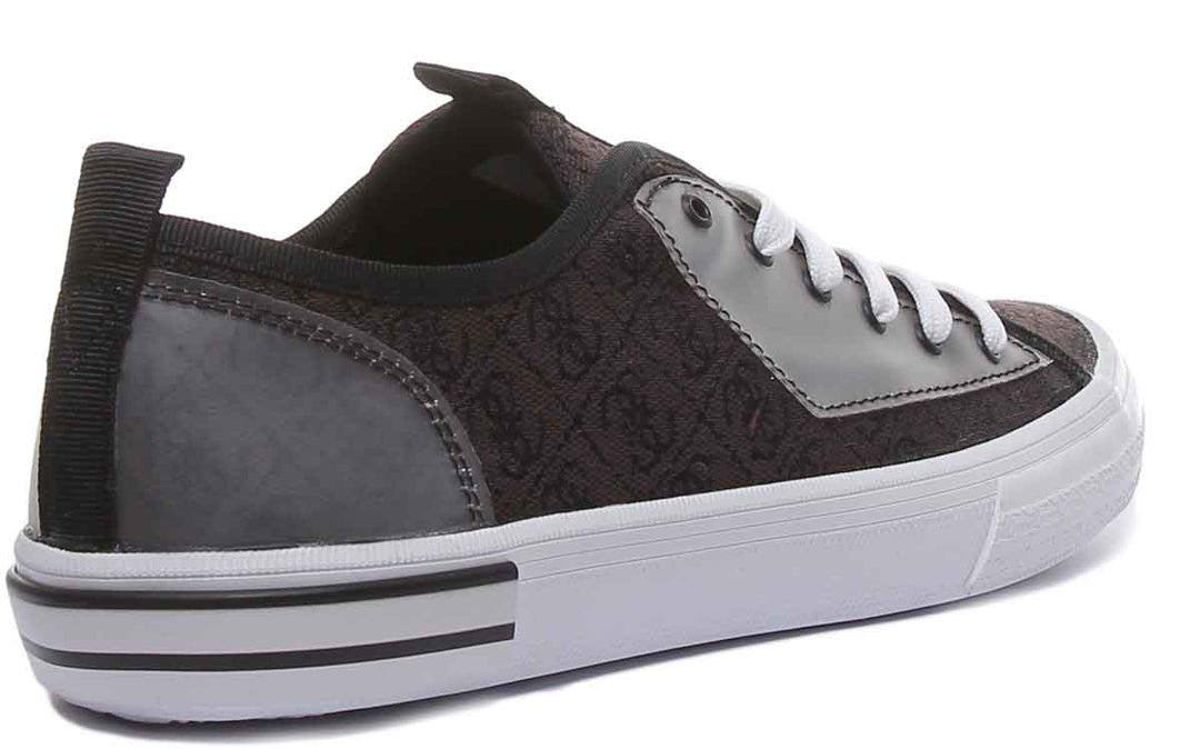Guess Nettuno Men's Lace Up Cupsole Sneakers In Black Grey