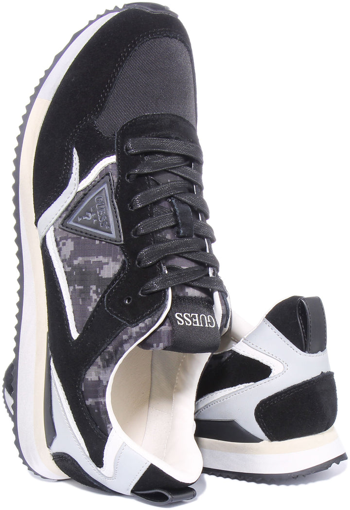 Guess Treviso Zapatillas inspiradas en el running con cordones para hombre en negro gris