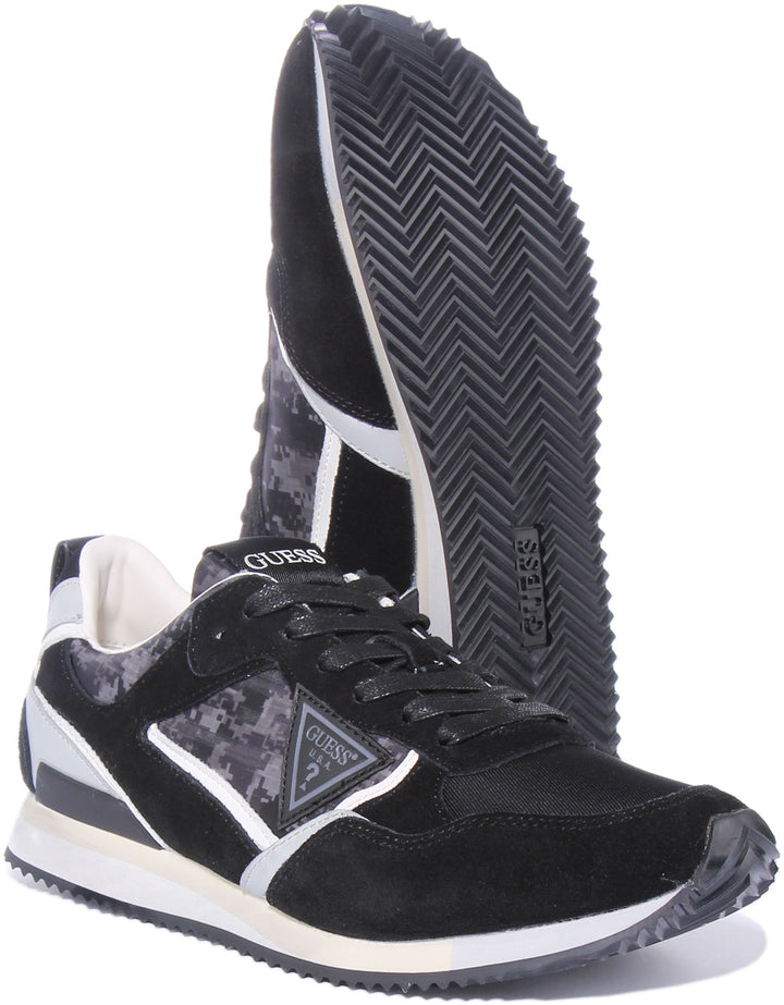 Guess Treviso Zapatillas inspiradas en el running con cordones para hombre en negro gris