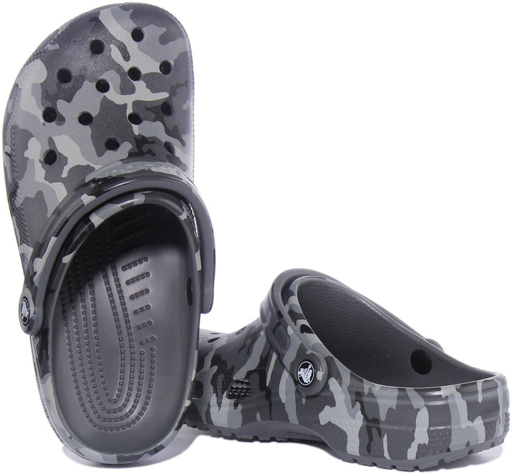 Crocs Classic Camo In Black Grey