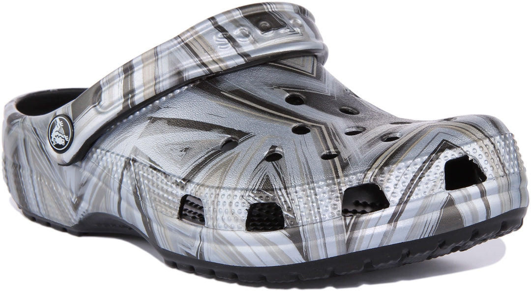 Crocs Classic Sandale disco clog poure en noir gris