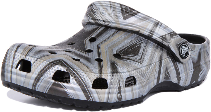 Crocs Classic Sandale disco clog poure en noir gris