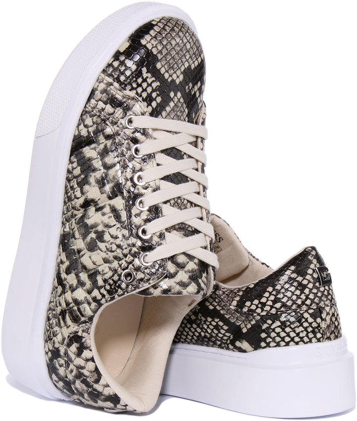 Guess Hilan Trainer In Black Grey Snake For Women
