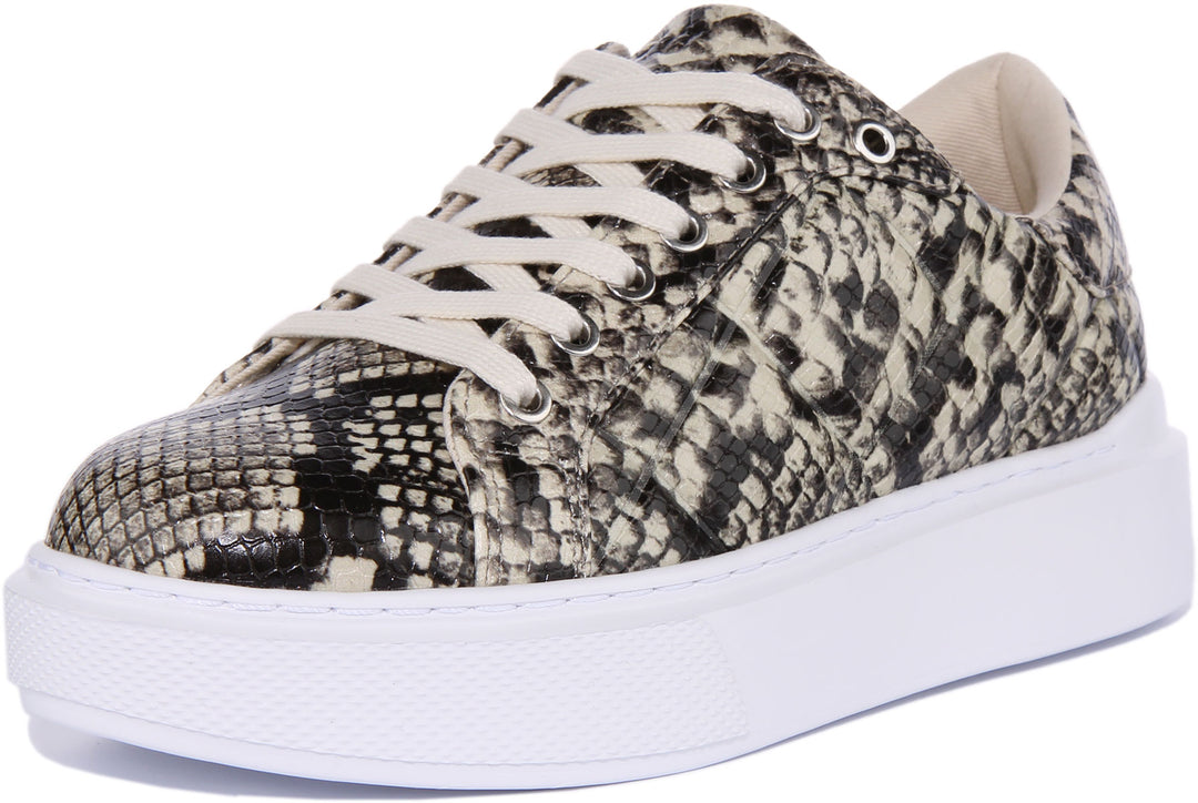 Guess Hilan Trainer In Black Grey Snake For Women