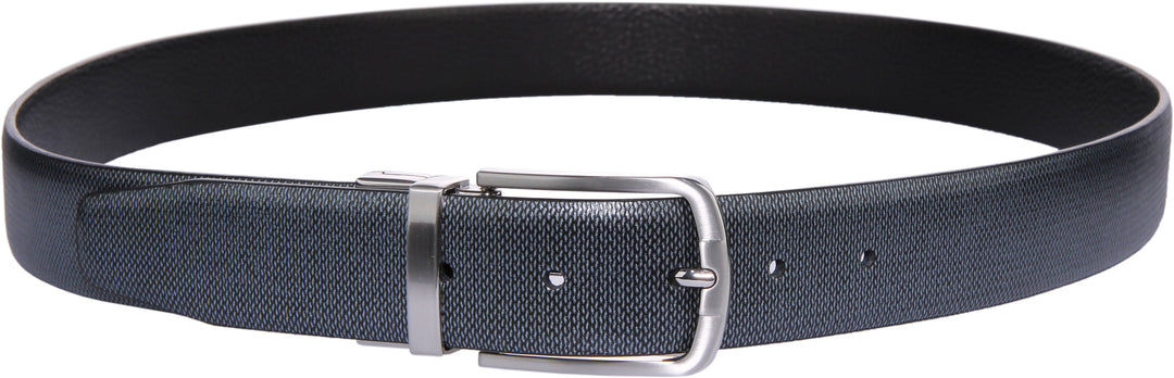 JUSTINREESS Jess Ceinture en cuir réversible pour hommes en noir gris