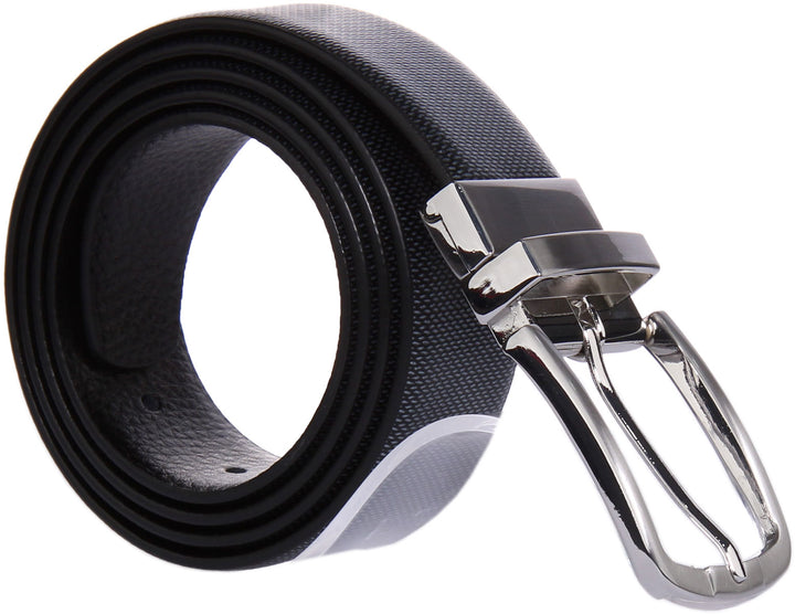 JUSTINREESS Jess Ceinture en cuir réversible pour hommes en noir gris