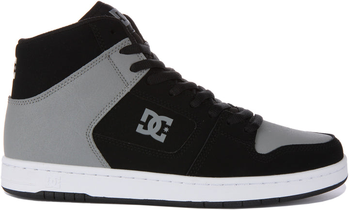 DC Shoes Manteca 4 Hi Zapatillas con cordones de piel para hombre en negro gris
