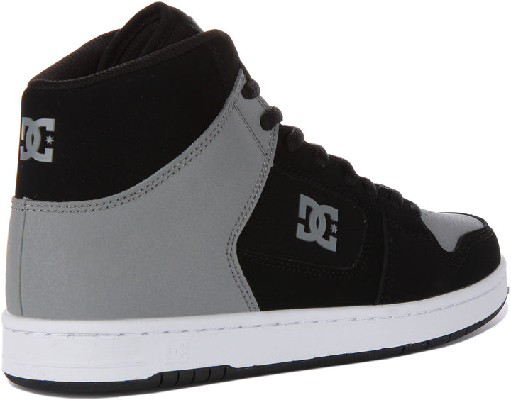 DC Shoes Manteca 4 Hi Baskets à lacets en cuir pour hommes en noir gris