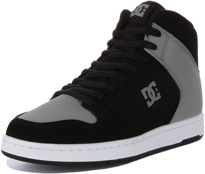 DC Shoes Manteca 4 Hi Zapatillas con cordones de piel para hombre en negro gris