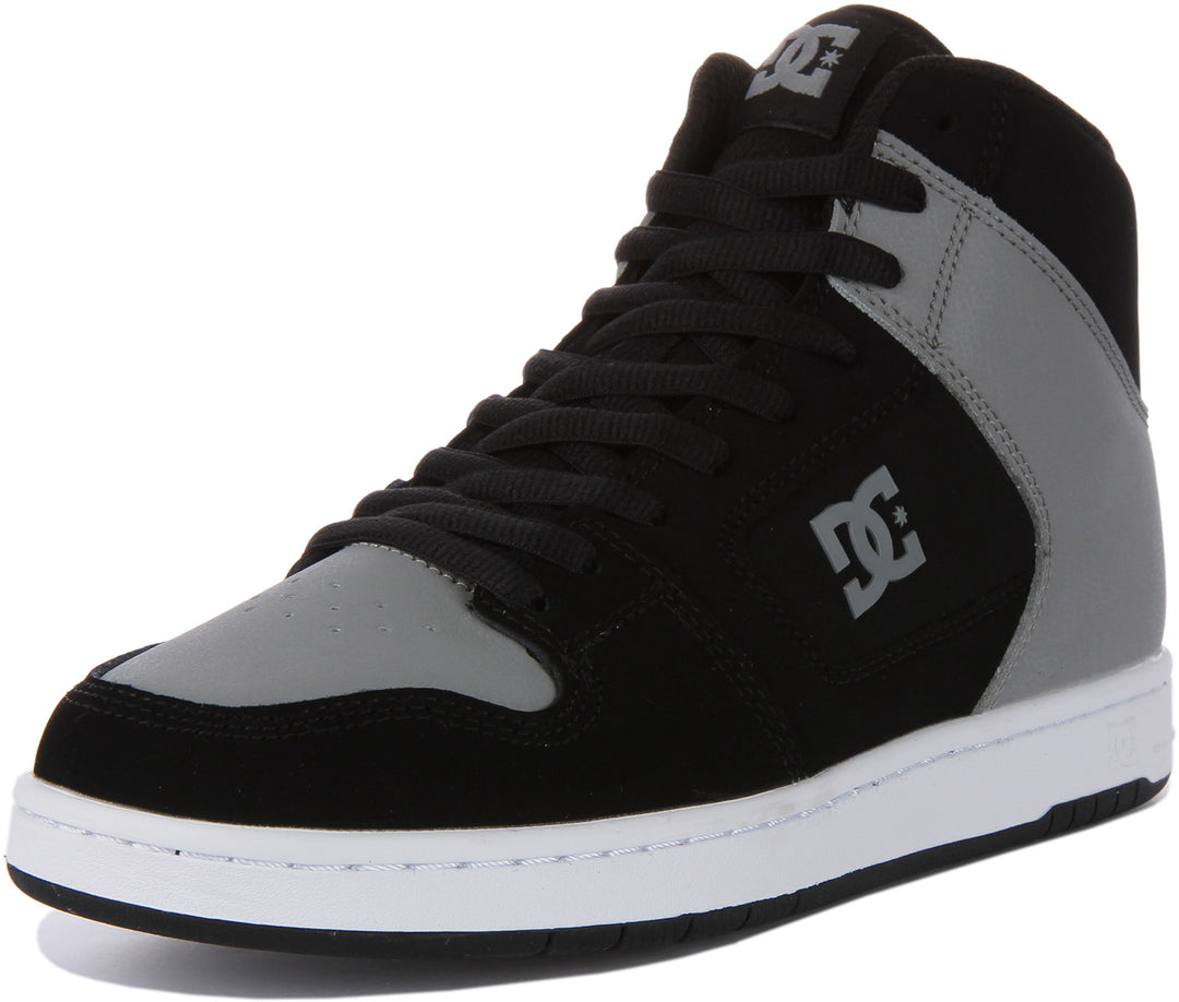 DC Shoes Manteca 4 Hi Herren Schnürung Leder Turnschuhe Schwarz Grau