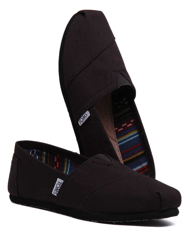 Toms Zapatillas clásicas de lona para mujer en negro mono