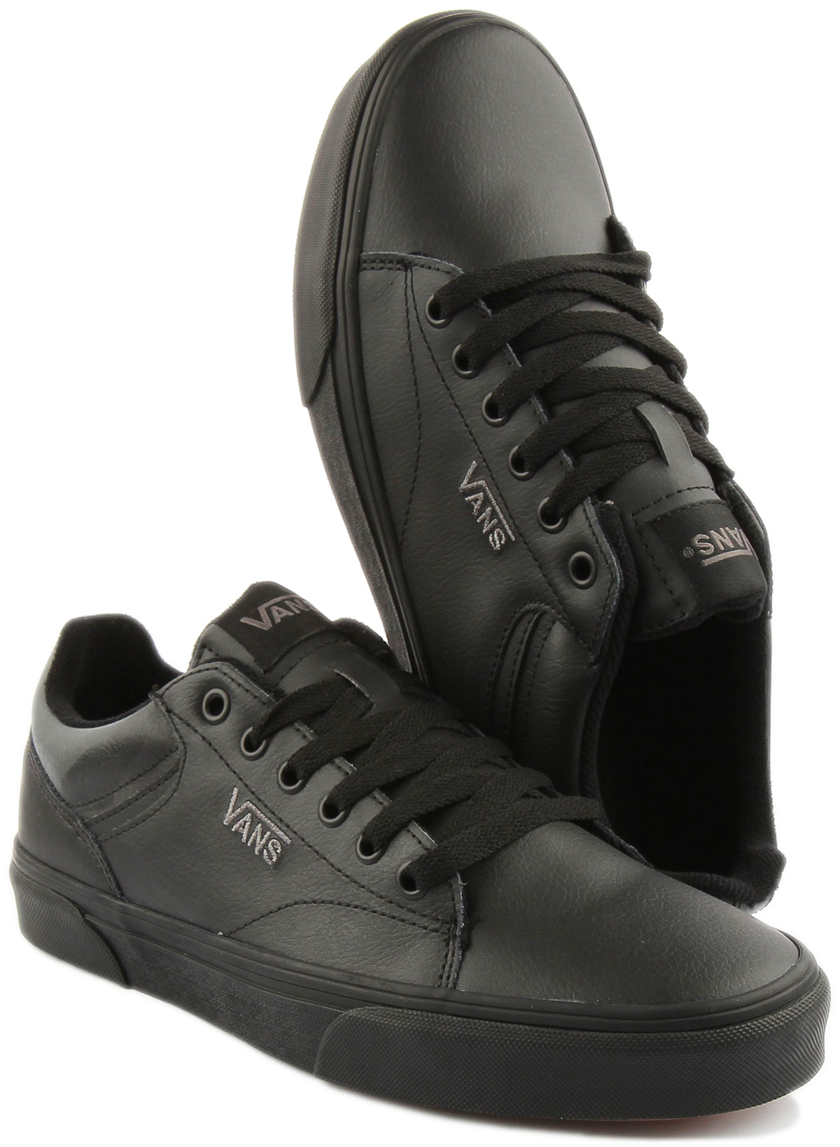 Vans Seldan Zapatillas de cuero con cordones para hombre en negro mono