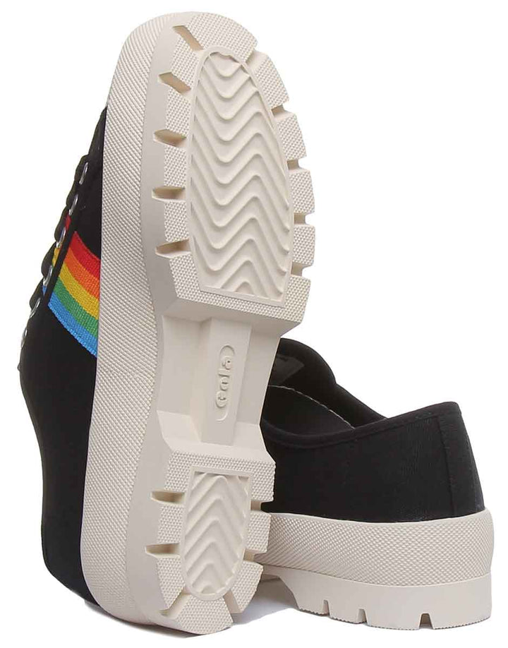 Gola Classics Coaster Peak Rainbow Zapatillas de deporte con suela gruesa para mujer en negro multi