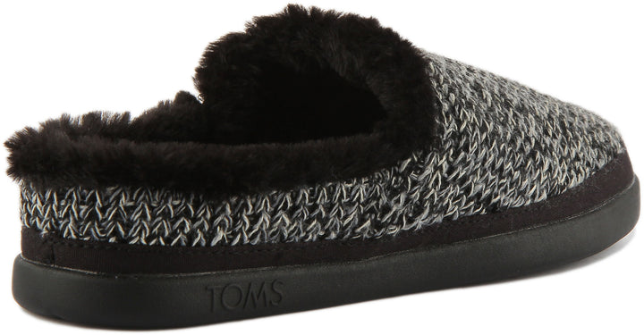 Toms Sage In Black Knitted Slipper For Women