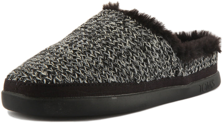 Toms Sage In Black Knitted Slipper For Women