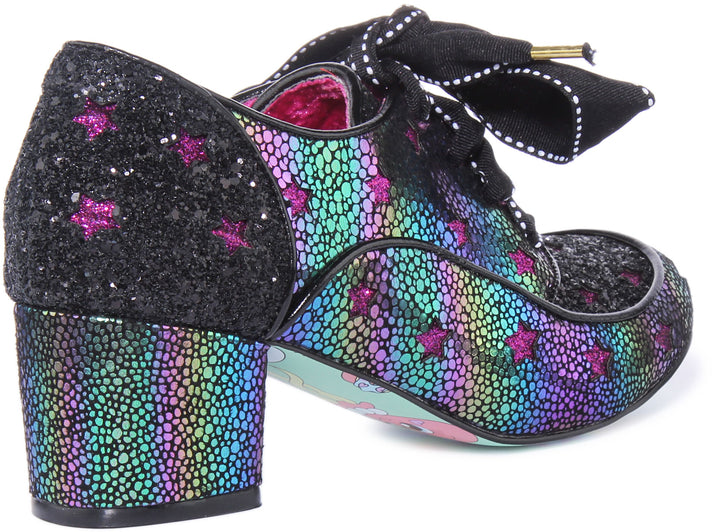 Irregular Choice Supernova Zapatos de tacón con cordones para mujer en negro multi