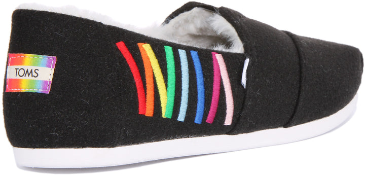 Toms Unity Pride Alpargata Zapatillas de lona con rayas de arco iris para mujer en negro multi