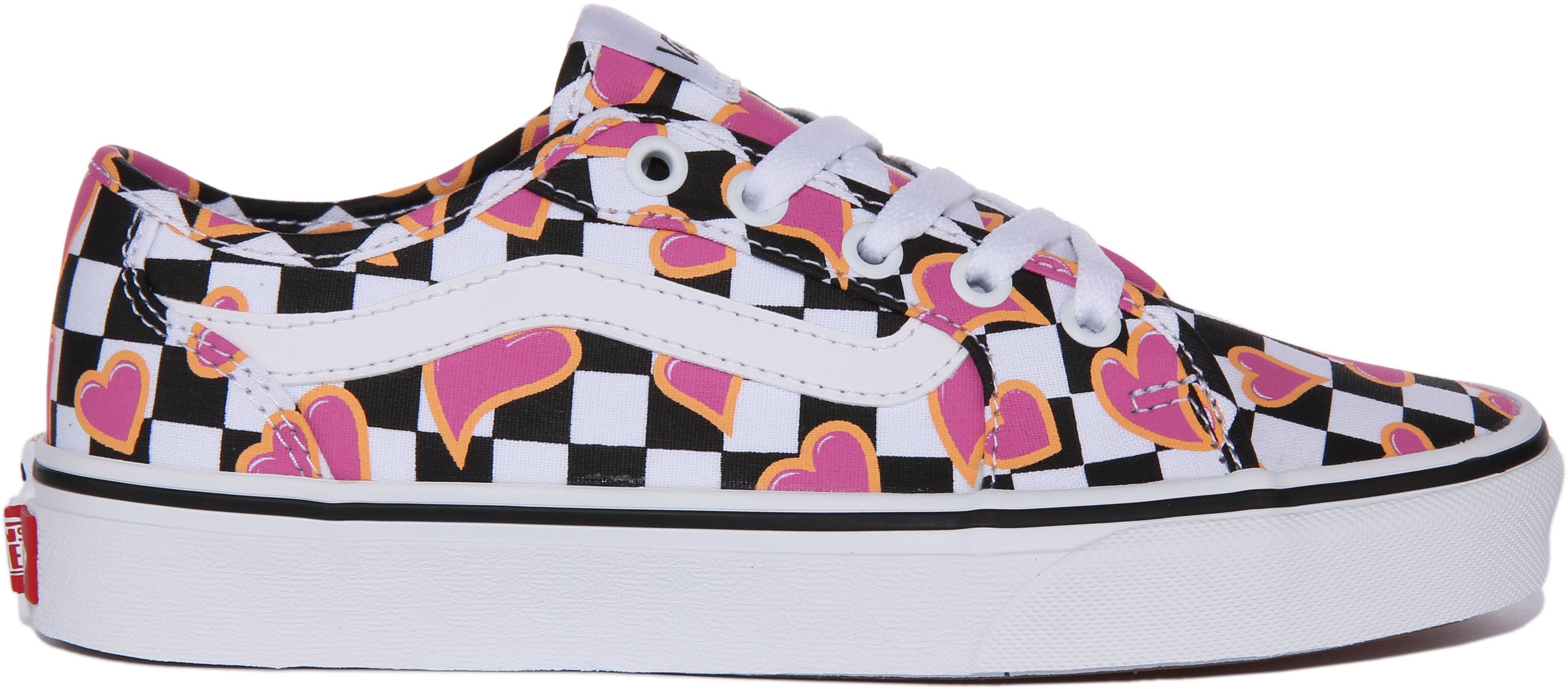 Black vans pink clearance hearts