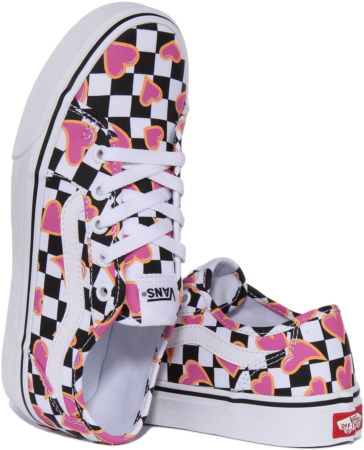 Black vans best sale with pink hearts