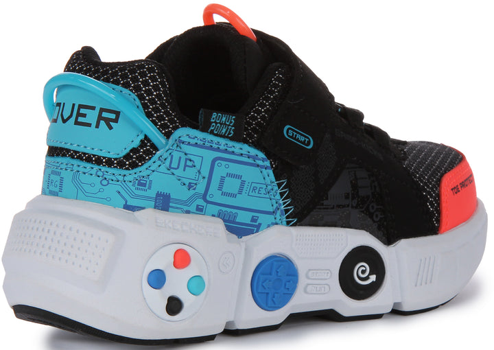 Skechers Game Kicks: Gametronix Zapatillas deportivas de malla sintética para niños en negro multi