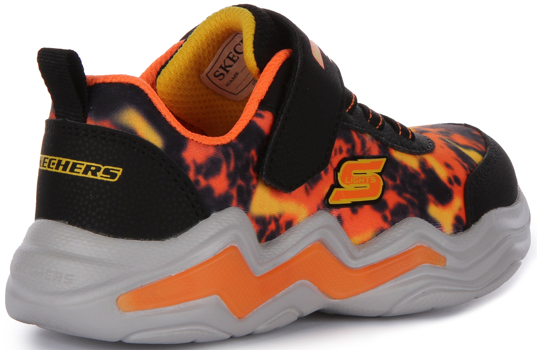 Orange and 2025 black skechers