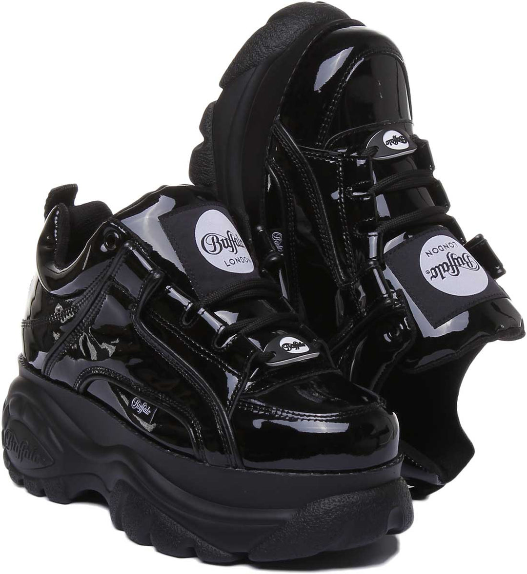 Buffalo Black Patent Leather High Top Sneakers Buffalo 1339-14 In