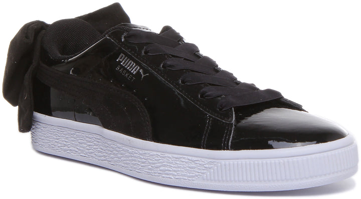 Puma Basket Bow Sb In Black Patent For Women